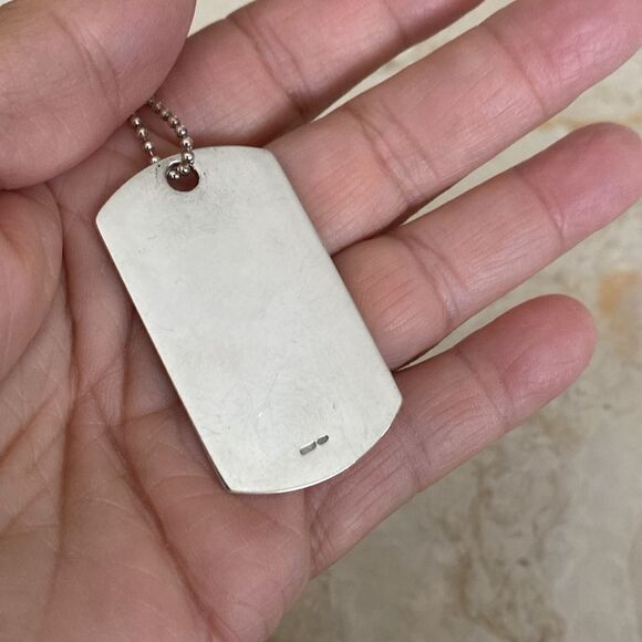 Gucci 925 Sterling Silver Dog Tag & 30” Ball Chain Unisex - Picture 8 of 12